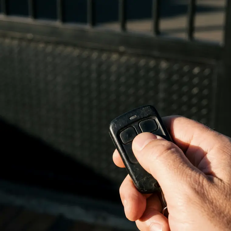 Hand holding a gate remote